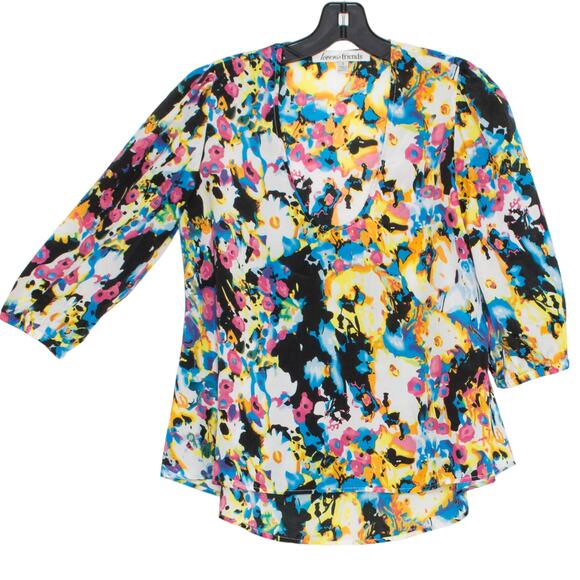 Lovers + Friends Womens Top Floral Scoop Neck High Low Watercolor Size Small FF - Picture 1 of 6